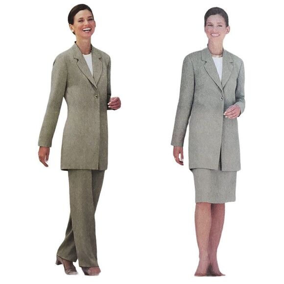 00s Butterick Pattern 6337 Uncut Long Jacket Skirt Pants Sz 12 14 16 - Picture 1 of 3